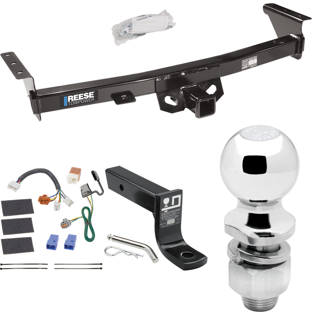 Se adapta al paquete de enganche de remolque Suzuki Equator 2009-2012 con cableado plano de 4 + soporte de bola con caída de 4" + bola de 2" de Reese Towpower