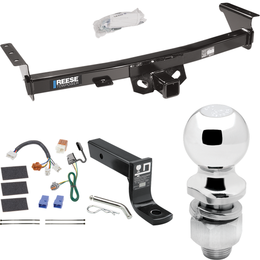 Se adapta al paquete de enganche de remolque Suzuki Equator 2009-2012 con cableado plano de 4 + soporte de bola con caída de 4" + bola de 2" de Reese Towpower