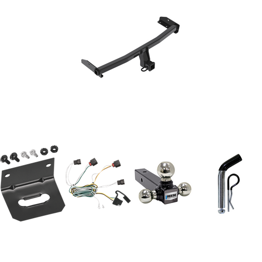 Fits 2010-2010 Dodge Journey Trailer Hitch Tow PKG w/ 4-Flat Wiring Harness + Triple Ball Ball Mount 1-7/8" & 2" & 2-5/16" Trailer Balls + Pin/Clip + Wiring Bracket By Reese Towpower