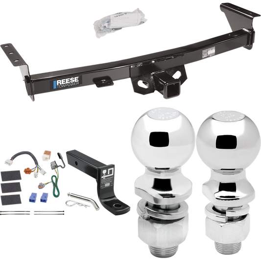 Fits 2005-2023 Nissan Frontier Trailer Hitch Tow PKG w/ 4-Flat Wiring + Ball Mount w/ 4" Drop + 2" Ball + 2-5/16" Ball By Reese Towpower