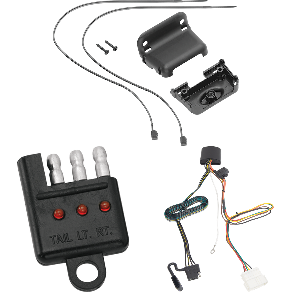 Se adapta al arnés de cableado del remolque del extremo del vehículo de 4 planos Honda Passport 2019-2023 + soporte de cableado + probador de cableado de Tekonsha