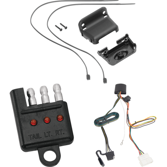 Se adapta al arnés de cableado del remolque del extremo del vehículo de 4 planos Honda Passport 2019-2023 + soporte de cableado + probador de cableado de Tekonsha