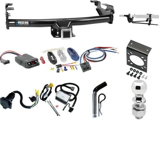 Fits 2000-2000 Toyota Tundra Trailer Hitch Tow PKG w/ 8K Round Bar Weight Distribution Hitch w/ 2-5/16" Ball + 2" Ball + Pin/Clip + Tekonsha Brakeman IV Brake Control + Generic BC Wiring Adapter + 7-Way RV Wiring By Reese Towpower