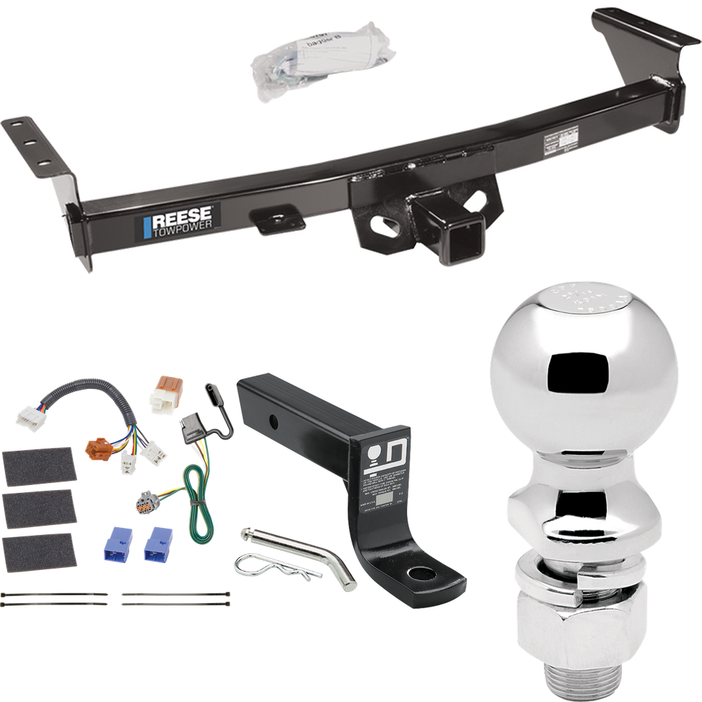 Fits 2009-2012 Suzuki Equator Trailer Hitch Tow PKG w/ 4-Flat Wiring + Ball Mount w/ 4" Drop + 2-5/16" Ball By Reese Towpower