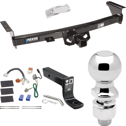 Fits 2009-2012 Suzuki Equator Trailer Hitch Tow PKG w/ 4-Flat Wiring + Ball Mount w/ 4" Drop + 2-5/16" Ball By Reese Towpower