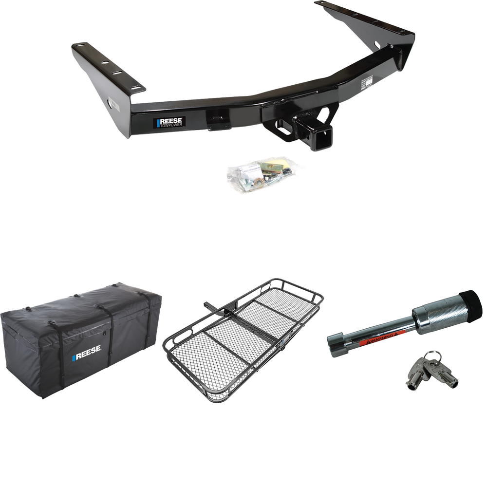 Fits 2000-2006 Toyota Tundra Trailer Hitch Tow PKG w/ 60" x 24" Cargo Carrier + Cargo Bag + Hitch Lock By Reese Towpower