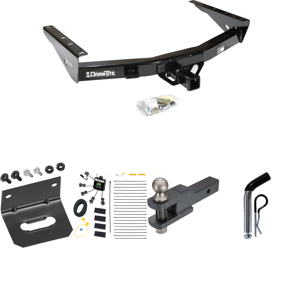 Fits 2003-2006 Toyota Tundra Trailer Hitch Tow PKG w/ 4-Flat Zero Contact "No Splice" Wiring Harness + Clevis Hitch Ball Mount w/ 2" Ball + Pin/Clip + Wiring Bracket By Draw-Tite