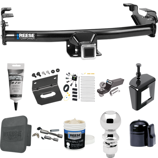 Fits 2003-2006 Toyota Tundra Trailer Hitch Tow PKG w/ 4-Flat Zero Contact "No Splice" Wiring + Starter Kit Ball Mount w/ 2" Drop & 2" Ball + 2-5/16" Ball + Wiring Bracket + Dual Hitch & Coupler Locks + Hitch Cover + Wiring Tester + Ball Lube +Electri