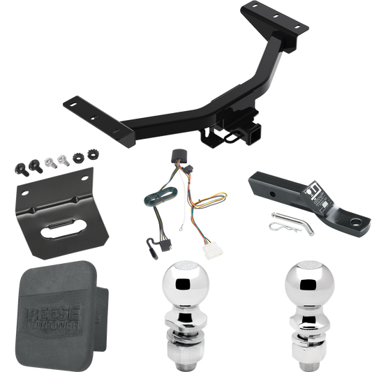 Fits 2019-2023 Honda Passport Trailer Hitch Tow PKG w/ 4-Flat Wiring + Ball Mount w/ 2" Drop + 2" Ball + 2-5/16" Ball + Wiring Bracket + Hitch Cover By Reese Towpower