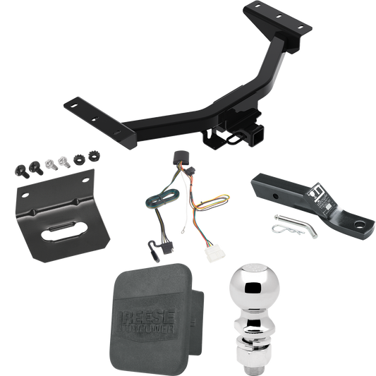 Fits 2019-2023 Honda Passport Trailer Hitch Tow PKG w/ 4-Flat Wiring + Ball Mount w/ 2" Drop + 2-5/16" Ball + Wiring Bracket + Hitch Cover By Reese Towpower