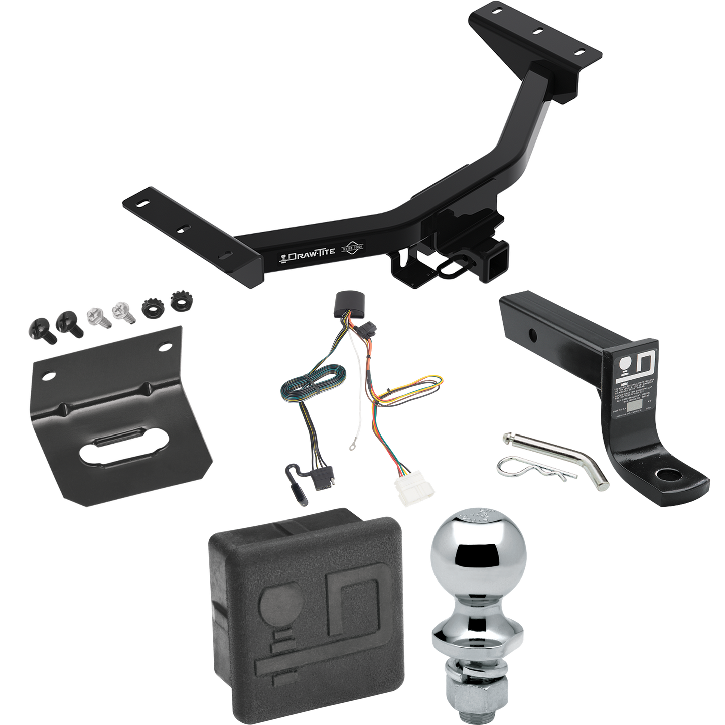 Fits 2019-2023 Honda Passport Trailer Hitch Tow PKG w/ 4-Flat Wiring + Ball Mount w/ 4" Drop + 1-7/8" Ball + Wiring Bracket + Hitch Cover By Draw-Tite