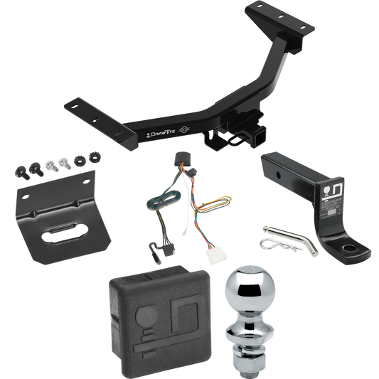 Fits 2019-2023 Honda Passport Trailer Hitch Tow PKG w/ 4-Flat Wiring + Ball Mount w/ 4" Drop + 1-7/8" Ball + Wiring Bracket + Hitch Cover By Draw-Tite