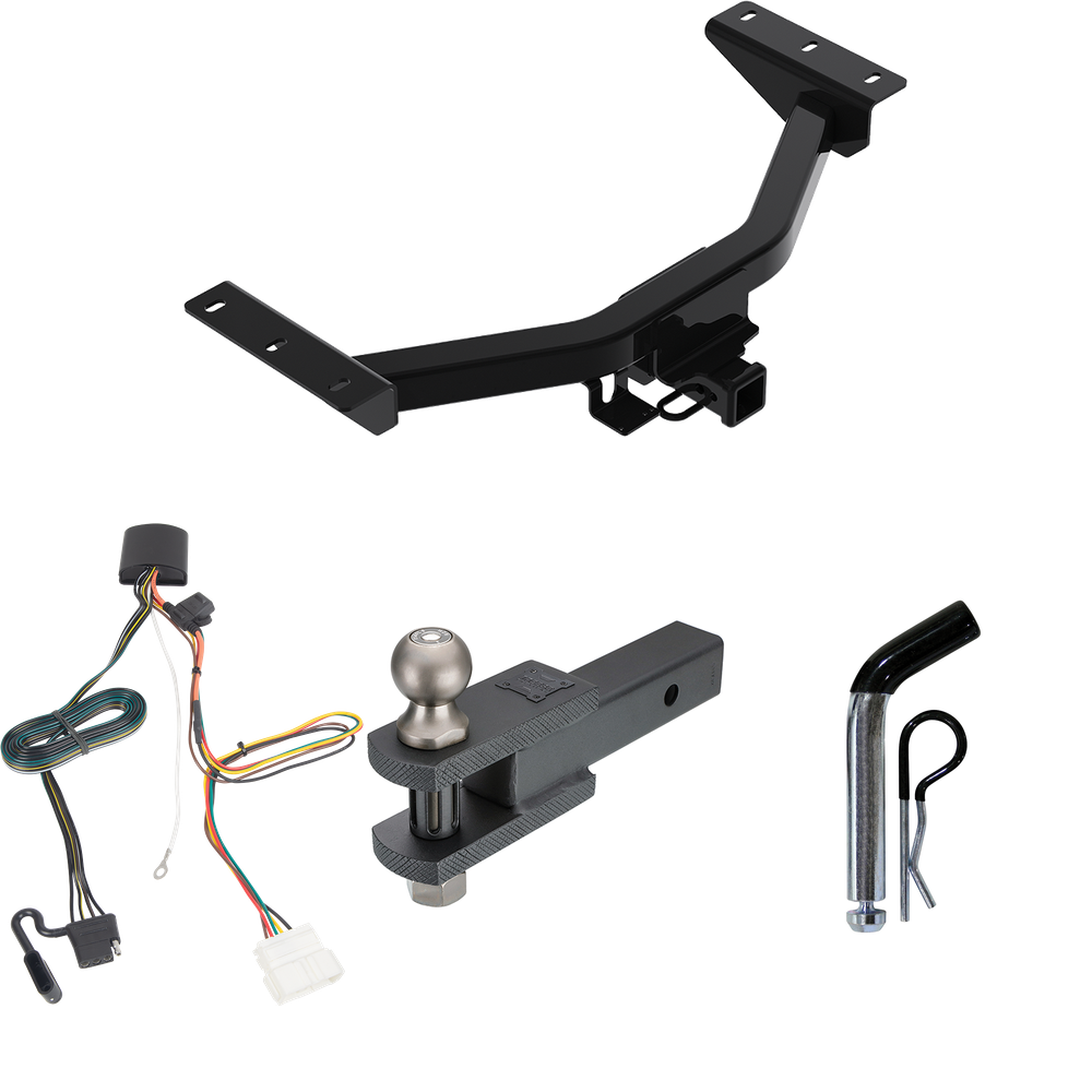 Fits 2019-2023 Honda Passport Trailer Hitch Tow PKG w/ 4-Flat Wiring + Clevis Hitch Ball Mount w/ 2" Ball + Pin/Clip By Reese Towpower