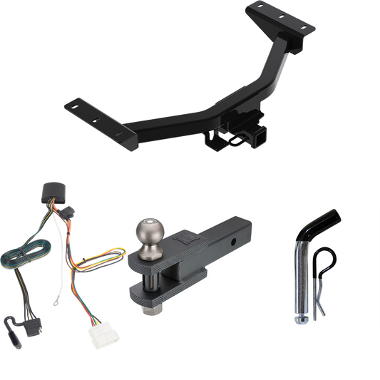 Fits 2019-2023 Honda Passport Trailer Hitch Tow PKG w/ 4-Flat Wiring + Clevis Hitch Ball Mount w/ 2" Ball + Pin/Clip By Reese Towpower