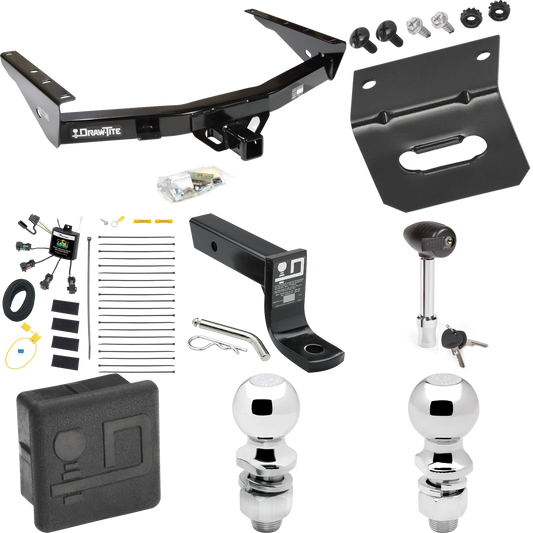 Fits 2003-2006 Toyota Tundra Trailer Hitch Tow PKG w/ 4-Flat Zero Contact "No Splice" Wiring + Ball Mount w/ 4" Drop + 2" Ball + 2-5/16" Ball + Wiring Bracket + Hitch Lock + Hitch Cover By Draw-Tite