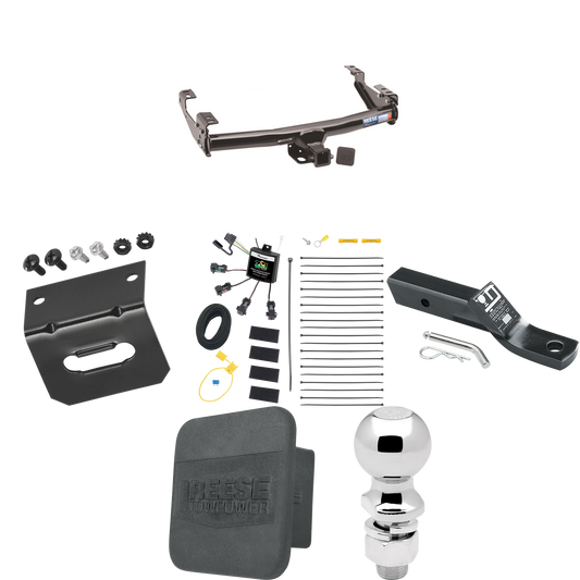 Se adapta al paquete de enganche de remolque Toyota Tundra 2003-2006 con cableado "sin empalme" de 4 contactos planos cero + soporte de bola con caída de 2" + bola de 2-5/16" + soporte de cableado + cubierta de enganche de Reese Towpower