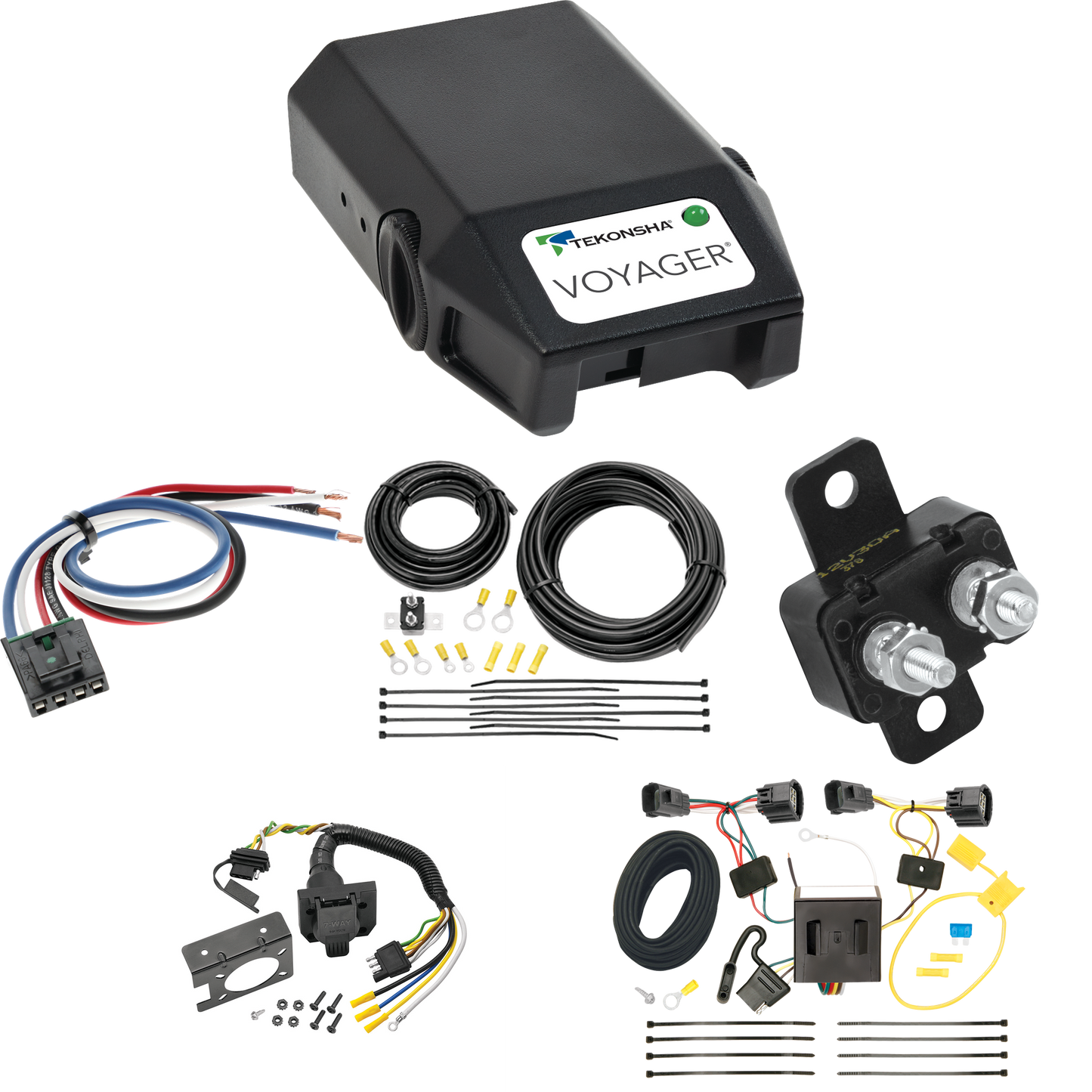 Se adapta al cableado de RV de 7 vías Jeep Liberty 2008-2012 + control de freno Tekonsha Voyager + adaptador de cableado BC genérico de Tekonsha