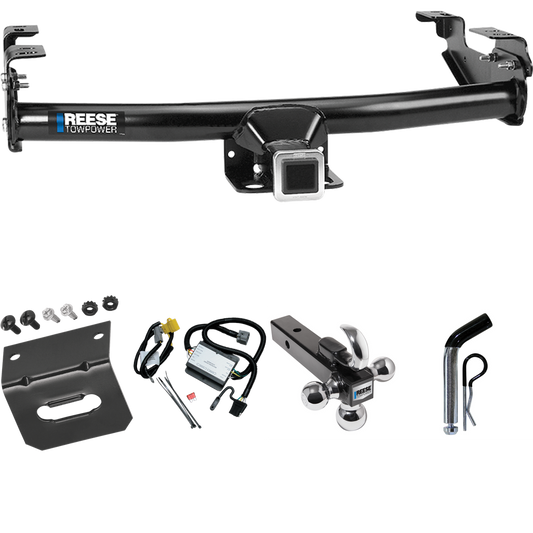 Fits 2000-2000 Toyota Tundra Trailer Hitch Tow PKG w/ 4-Flat Wiring Harness + Triple Ball Ball Mount 1-7/8" & 2" & 2-5/16" Trailer Balls w/ Tow Hook + Pin/Clip + Wiring Bracket By Reese Towpower