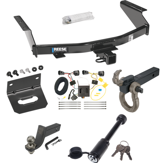 Fits 2007-2011 Dodge Nitro Trailer Hitch Tow PKG w/ 4-Flat Wiring + Interlock Tactical Starter Kit w/ 3-1/4" Drop & 2" Ball + Tactical Hook & Shackle Mount + Tactical Dogbone Lock + Wiring Bracket By Reese Towpower