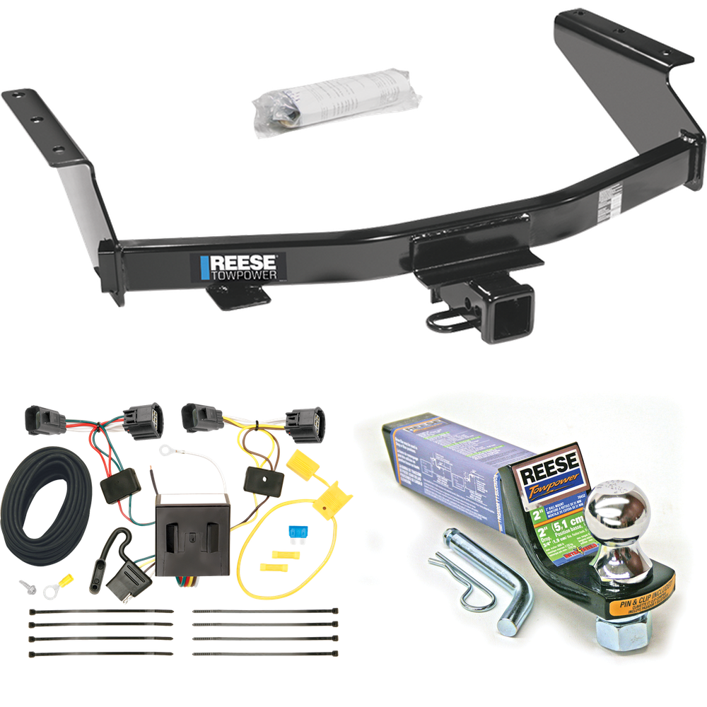 Fits 2007-2011 Dodge Nitro Trailer Hitch Tow PKG w/ 4-Flat Wiring + Starter Kit Ball Mount w/ 2" Drop & 1-7/8" Ball By Reese Towpower