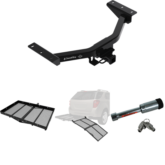 Fits 2019-2023 Honda Passport Trailer Hitch Tow PKG w/ Cargo Carrier + Bi-Fold Ramp + Hitch Lock By Draw-Tite