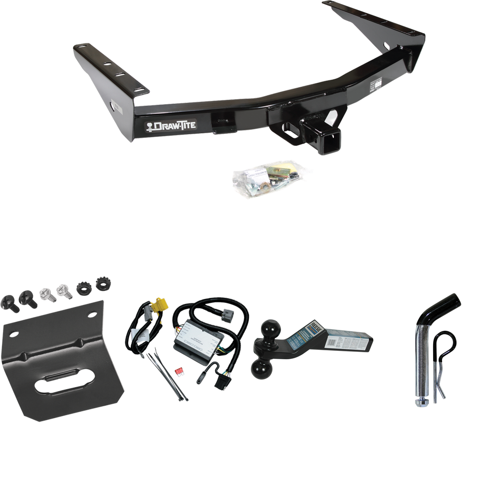 Fits 2000-2000 Toyota Tundra Trailer Hitch Tow PKG w/ 4-Flat Wiring Harness + Dual Ball Ball Mount 2" & 2-5/16" Trailer Balls + Pin/Clip +  Wiring Bracket By Draw-Tite