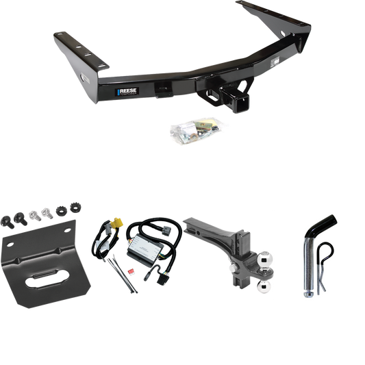 Fits 2000-2000 Toyota Tundra Trailer Hitch Tow PKG w/ 4-Flat Wiring Harness + Dual Adjustable Drop Rise Ball Ball Mount 2" & 2-5/16" Trailer Balls + Pin/Clip + Wiring Bracket By Reese Towpower