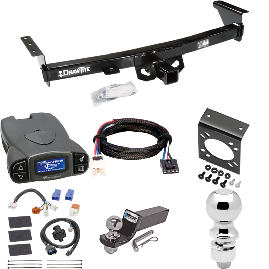 Fits 2005-2023 Nissan Frontier Trailer Hitch Tow PKG w/ Tekonsha Prodigy P3 Brake Control + Plug & Play BC Adapter + 7-Way RV Wiring + 2" & 2-5/16" Ball & Drop Mount By Draw-Tite