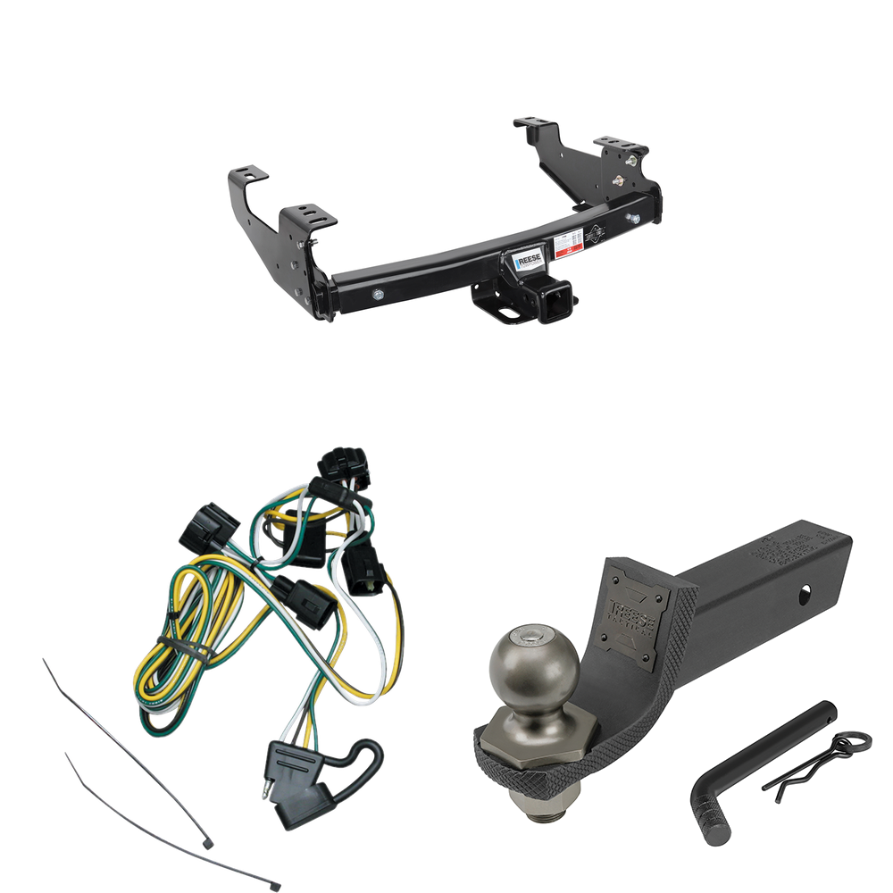 Se adapta al paquete de remolque con enganche para remolque Dodge Ram 2002-2002 con 4 cables planos + kit de inicio táctico de enclavamiento con caída de 2" y bola de 2" (para modelos 2500/3500) de Reese Towpower