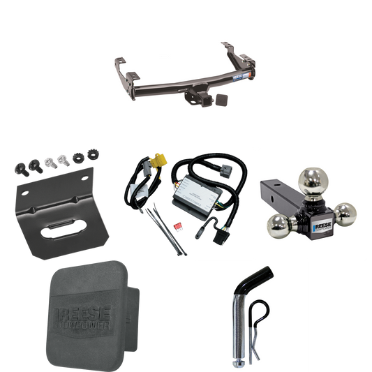 Fits 2000-2000 Toyota Tundra Trailer Hitch Tow PKG w/ 4-Flat Wiring + Triple Ball Ball Mount 1-7/8" & 2" & 2-5/16" Trailer Balls + Pin/Clip + Wiring Bracket + Hitch Cover By Reese Towpower