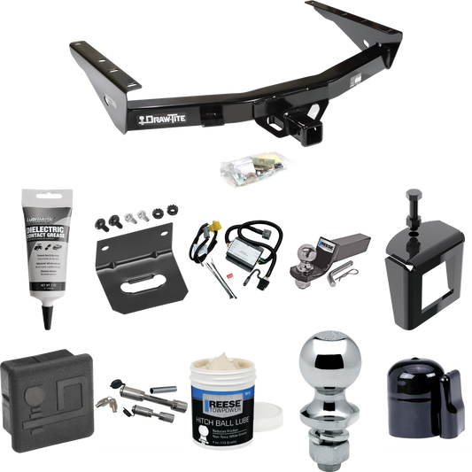 Fits 2000-2000 Toyota Tundra Trailer Hitch Tow PKG w/ 4-Flat Wiring + Starter Kit Ball Mount w/ 2" Drop & 2" Ball + 1-7/8" Ball + Wiring Bracket + Dual Hitch & Coupler Locks + Hitch Cover + Wiring Tester + Ball Lube +Electric Grease + Ball Wrench + A