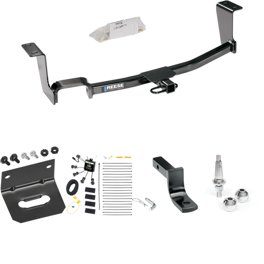 Fits 2011-2017 Nissan JUKE Trailer Hitch Tow PKG w/ 4-Flat Zero Contact "No Splice" Wiring Harness + Draw-Bar + Interchangeable 1-7/8" & 2" Balls + Wiring Bracket (For AWD, Except Nismo & Nismo RS Models) By Reese Towpower