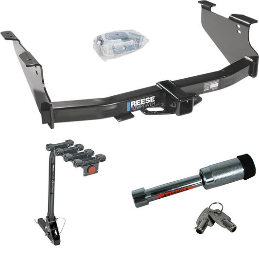 Fits 2003-2003 Dodge Ram 1500 Trailer Hitch Tow PKG w/ 4 Bike Carrier Rack + Hitch Lock (For (Built After 11/2002) Models) By Reese Towpower