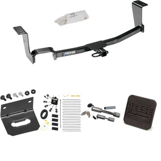 Fits 2011-2017 Nissan JUKE Trailer Hitch Tow PKG w/ 4-Flat Zero Contact "No Splice" Wiring Harness + Hitch Cover + Dual Hitch & Coupler Locks (For AWD, Except Nismo & Nismo RS Models) By Reese Towpower