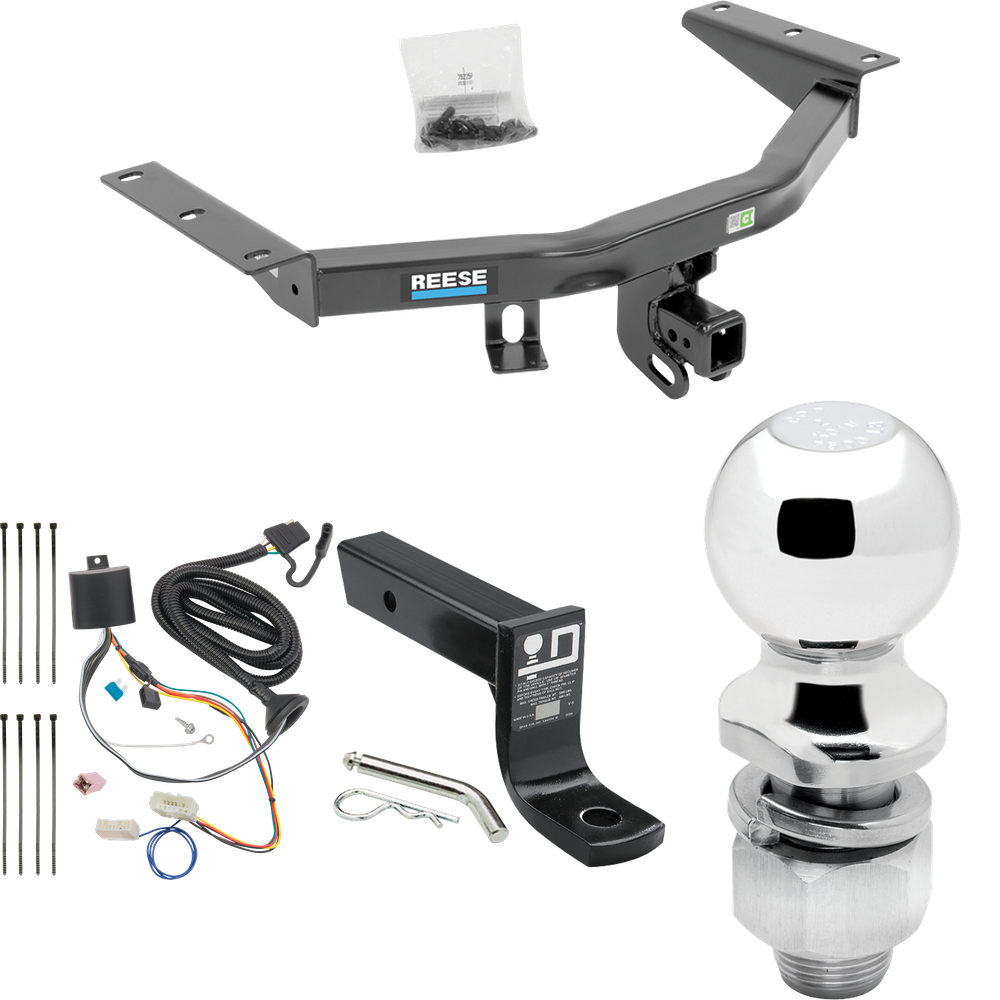 Fits 2016-2022 Honda Pilot Trailer Hitch Tow PKG w/ 4-Flat Wiring + Ball Mount w/ 4" Drop + 2" Ball By Reese Towpower