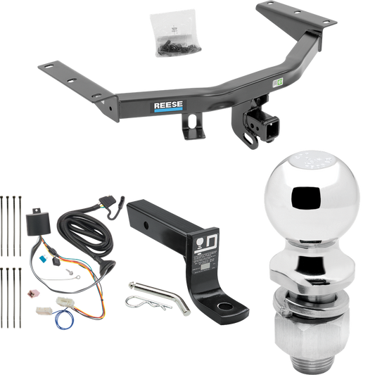 Fits 2016-2022 Honda Pilot Trailer Hitch Tow PKG w/ 4-Flat Wiring + Ball Mount w/ 4" Drop + 2" Ball By Reese Towpower