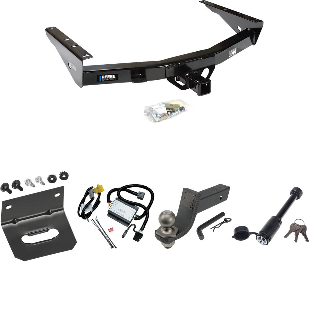 Fits 2000-2000 Toyota Tundra Trailer Hitch Tow PKG w/ 4-Flat Wiring + Interlock Tactical Starter Kit w/ 3-1/4" Drop & 2" Ball + Tactical Dogbone Lock + Wiring Bracket By Reese Towpower