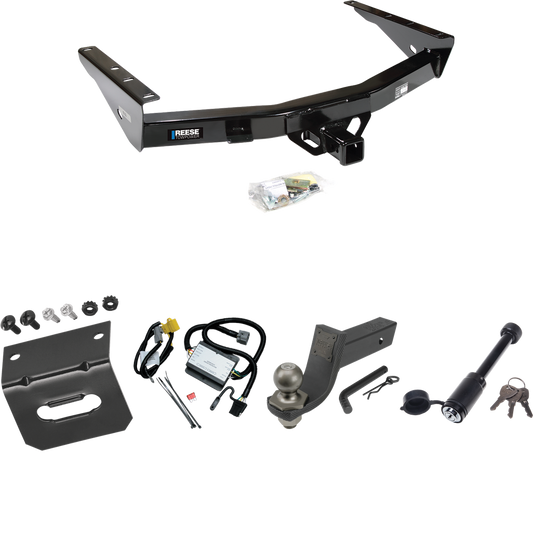 Fits 2000-2000 Toyota Tundra Trailer Hitch Tow PKG w/ 4-Flat Wiring + Interlock Tactical Starter Kit w/ 3-1/4" Drop & 2" Ball + Tactical Dogbone Lock + Wiring Bracket By Reese Towpower