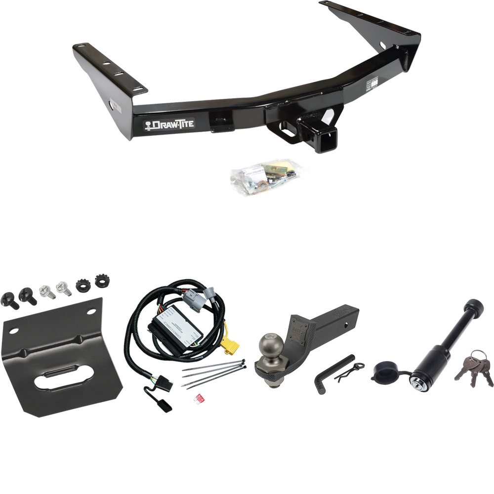 Fits 2001-2002 Toyota Tundra Trailer Hitch Tow PKG w/ 4-Flat Wiring + Interlock Tactical Starter Kit w/ 2" Drop & 2" Ball + Tactical Dogbone Lock + Wiring Bracket By Draw-Tite