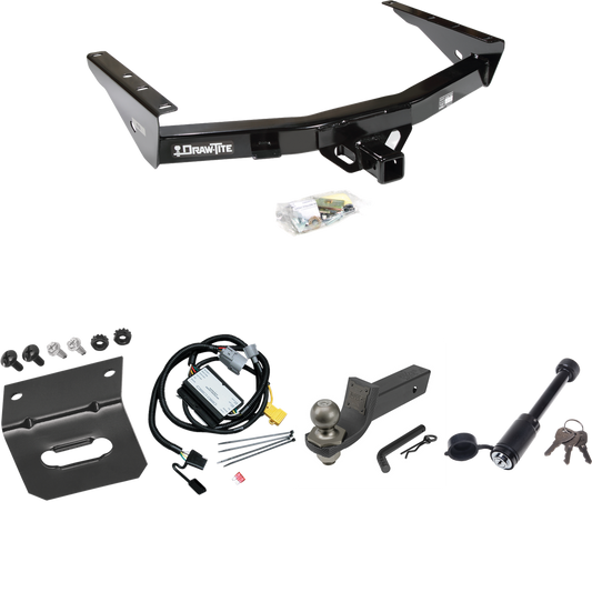 Se adapta al paquete de enganche de remolque Toyota Tundra 2001-2002 con 4 cables planos + kit de inicio táctico de enclavamiento con caída de 2" y bola de 2" + bloqueo táctico de hueso de perro + soporte de cableado de Draw-Tite