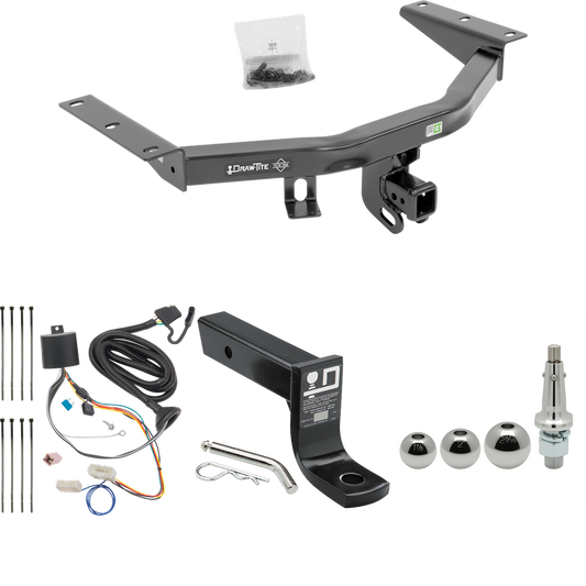 Fits 2016-2022 Honda Pilot Trailer Hitch Tow PKG w/ 4-Flat Wiring + Ball Mount w/ 4" Drop + Interchangeable Ball 1-7/8" & 2" & 2-5/16" By Draw-Tite