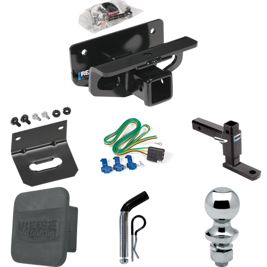 Fits 2003-2009 Dodge Ram 3500 Trailer Hitch Tow PKG w/ 4-Flat Wiring + Adjustable Drop Rise Ball Mount + Pin/Clip + 1-7/8" Ball + Wiring Bracket + Hitch Cover By Reese Towpower