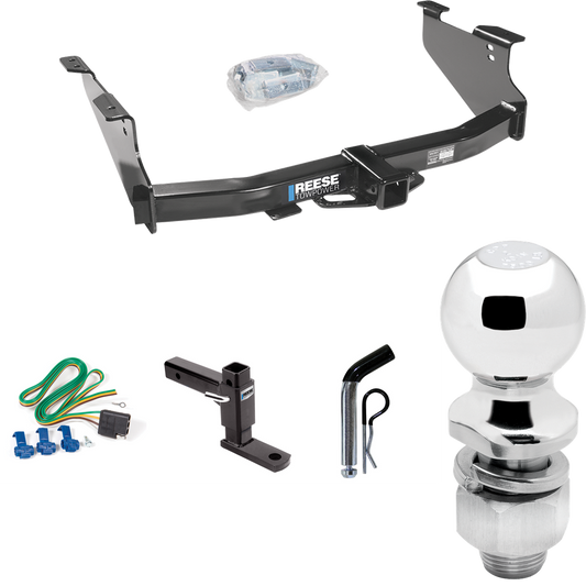 Fits 2006-2008 Dodge Ram 1500 Trailer Hitch Tow PKG w/ 4-Flat Wiring + Adjustable Drop Rise Ball Mount + Pin/Clip + 2" Ball By Reese Towpower