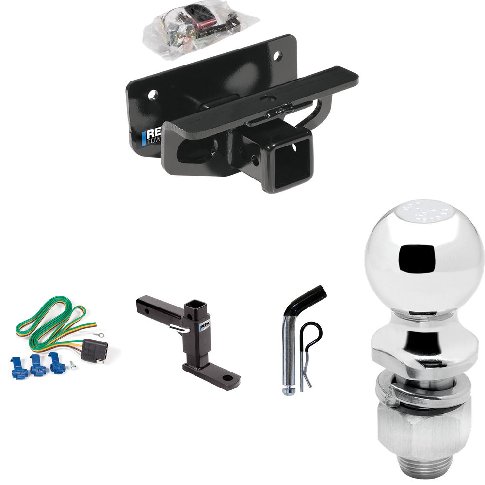 Fits 2019-2023 RAM 1500 Classic Trailer Hitch Tow PKG w/ 4-Flat Wiring + Adjustable Drop Rise Ball Mount + Pin/Clip + 2" Ball By Reese Towpower