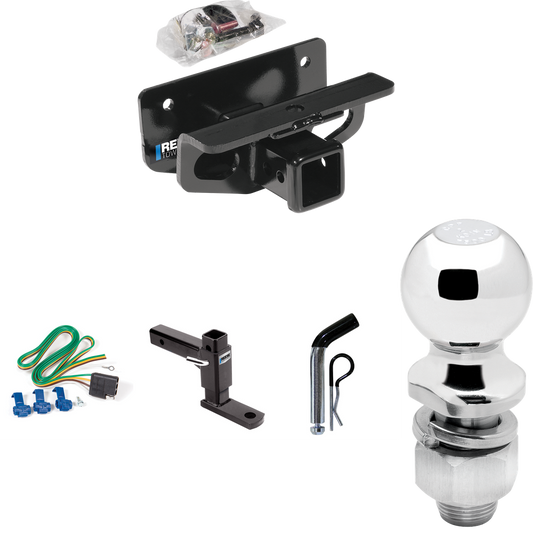 Fits 2003-2009 Dodge Ram 3500 Trailer Hitch Tow PKG w/ 4-Flat Wiring + Adjustable Drop Rise Ball Mount + Pin/Clip + 2" Ball By Reese Towpower