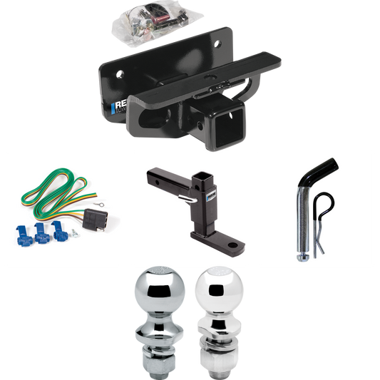 Fits 2003-2003 Dodge Ram 1500 Trailer Hitch Tow PKG w/ 4-Flat Wiring + Adjustable Drop Rise Ball Mount + Pin/Clip + 2" Ball + 1-7/8" Ball (For (Built After 11/2002) Models) By Reese Towpower