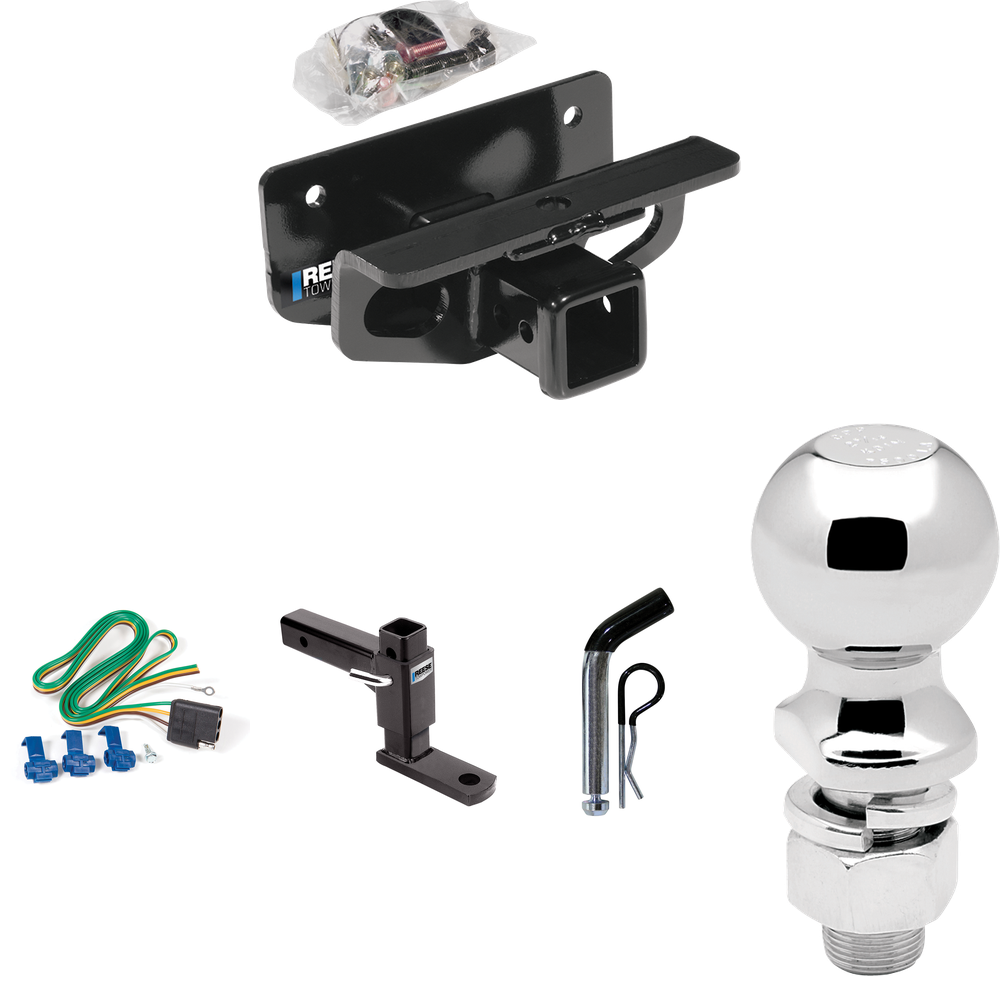 Fits 2003-2003 Dodge Ram 1500 Trailer Hitch Tow PKG w/ 4-Flat Wiring + Adjustable Drop Rise Ball Mount + Pin/Clip + 2-5/16" Ball (For (Built After 11/2002) Models) By Reese Towpower