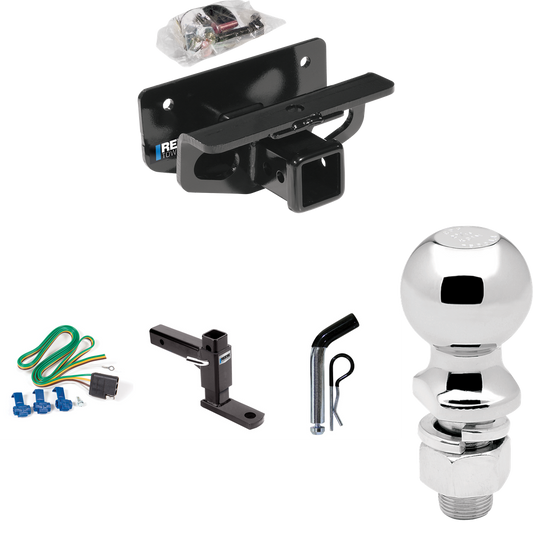 Fits 2003-2003 Dodge Ram 1500 Trailer Hitch Tow PKG w/ 4-Flat Wiring + Adjustable Drop Rise Ball Mount + Pin/Clip + 2-5/16" Ball (For (Built After 11/2002) Models) By Reese Towpower