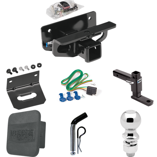 Fits 2003-2009 Dodge Ram 3500 Trailer Hitch Tow PKG w/ 4-Flat Wiring + Adjustable Drop Rise Ball Mount + Pin/Clip + 2-5/16" Ball + Wiring Bracket + Hitch Cover By Reese Towpower