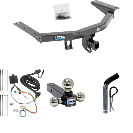 Fits 2016-2022 Honda Pilot Trailer Hitch Tow PKG w/ 4-Flat Wiring + Triple Ball Ball Mount 1-7/8" & 2" & 2-5/16" Trailer Balls + Pin/Clip By Reese Towpower